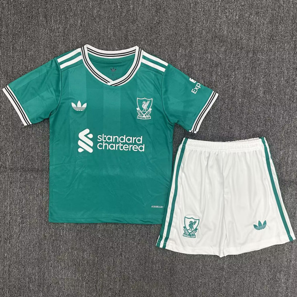 2025/26 LFC Third Green Kids Soccer Jersey 白色裤子