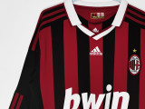 2009/10 AC Milan Home Long Sleeve Retro Soccer Jersey