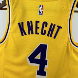2025 Lakers KNECHT#4 Yellow NBA Jerseys