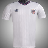 1986 England Home White Retro Soccer Jersey