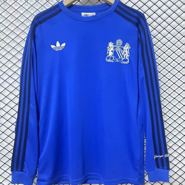 M Utd George BEST Blue Retro Long Sleeve Soccer Jersey