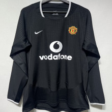 2003/2004 M Utd Away Black Retro Long Sleeve Soccer Jersey
