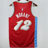 2025 Grizzlies MORANT #12 Red City Edition NBA Jerseys Hot Pressed