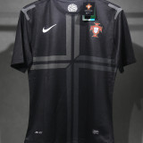2013 Portugal Away Black Retro Player Version Soccer Jersey