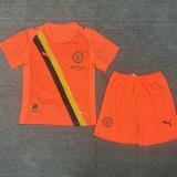 2025/26 Man City Orange Goalkeeper Kids Soccer Jersey