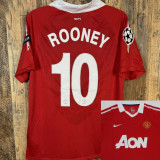 ROONEY #10 M Utd Home Red Retro Soccer Jersey 2010/11  欧冠字体和旧款欧冠章