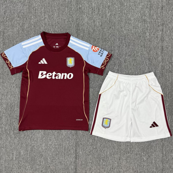 2025/26 Aston Villa Home Kids Soccer Jersey