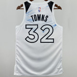 2025 Timberwolves TOWNS #32 White City Edition NBA Jersey
