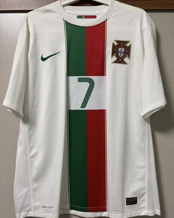 2010 Portugal Away White Retro Soccer Jersey