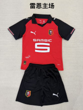 2025/26 Rennais Home Red Kids Soccer Jersey