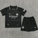 2025/26 Man City Away Black Kids Soccer Jersey