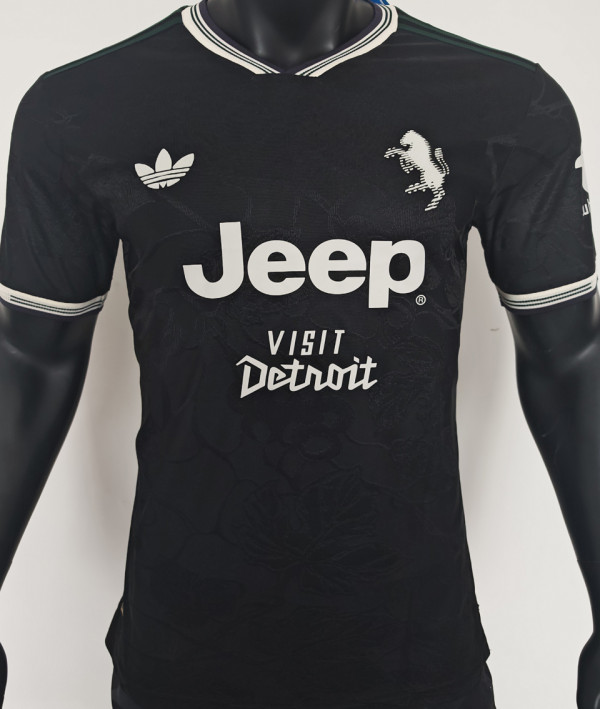 2025/26 JUV Third Black Player Version Soccer Jersey 带胸前新广告