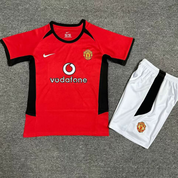 2002/04 M Utd Home Red Retro Kids Soccer Jersey