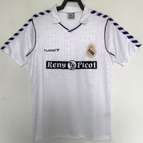1989/90 RM White Home Retro Soccer Jersey