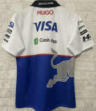 2025 Red Bull Racing White Blue T-Shirt 拉链有领