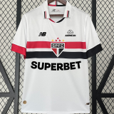 2024/25 Sao Paulo 1:1 Home White Fans Soccer Jersey  (All Sponsor 全广告)