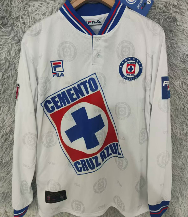 1997/98 Cruz Azul Away White Retro Long Sleeve Soccer Jersey