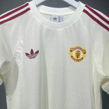 2025 M Utd Beige Cotton Retro Style Jersey