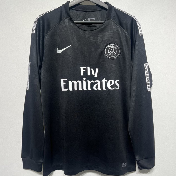 2017/18 PSG Third Black Retro Long Sleeve Soccer Jersey