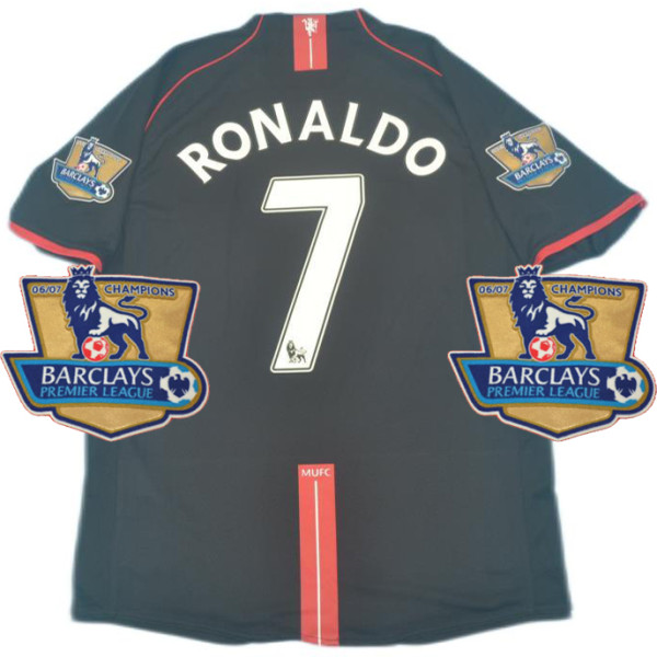 RONALDO #7 2007-08 M Utd Away Black Retro Jersey 英超字体带06/07英超双金章 ★★