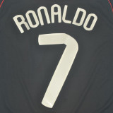 2007-08 M Utd Away Black Long Sleeve Retro Soccer Jersey