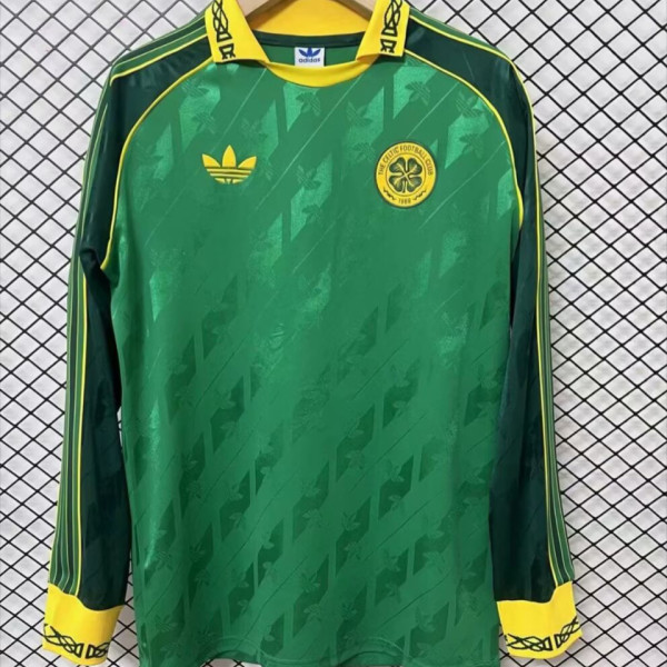 2025 Celtic Green Retro Style Long Sleeve Soccer Jersey