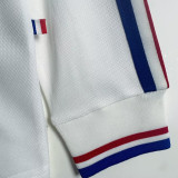 1998 France Away White Long Sleeve Retro Soccer Jersey