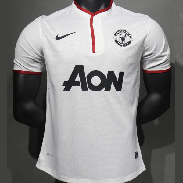 2013/14 M Utd Away White Retro Player Version Soccer Jersey