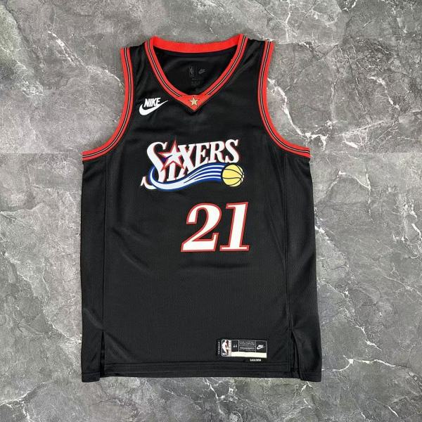 2026 76ers EMBIID #21 Black Retro NBA Jerseys 热压