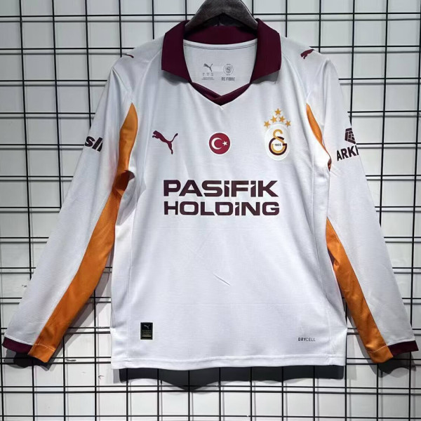2025/26 Galatasaray Away Fans Long Sleeve Soccer Jersey 5 Stars 5星