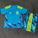 2026/27 Spain Goalkeeper Blue Kids Soccer Jersey