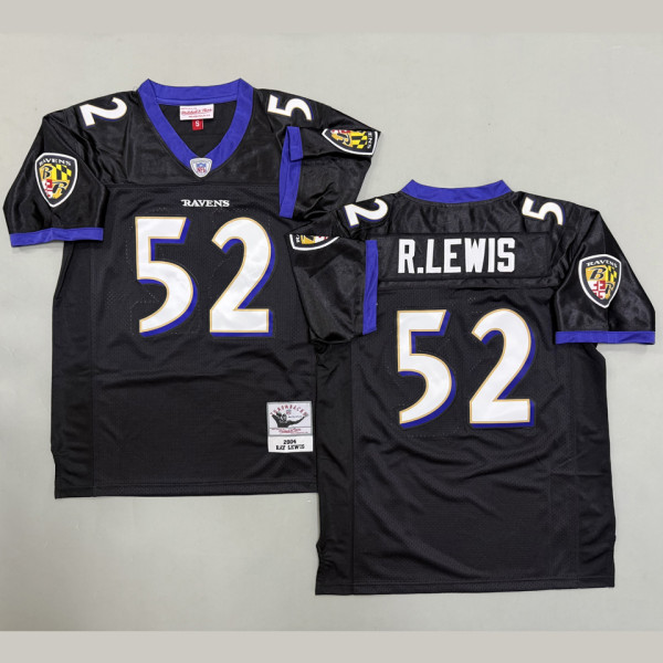 R.LEWIS #52 Men's Baltimore Ravens Retro NFL Jersey 乌鸦