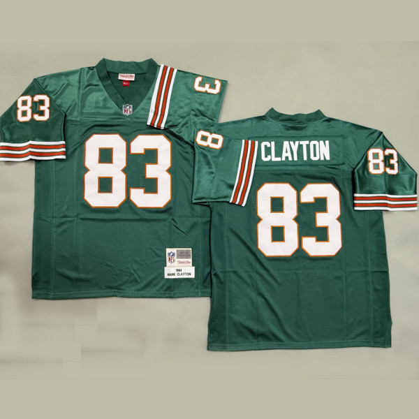CLAYTON #83 Men's Miami Dolphins Retro NFL Jersey 海豚
