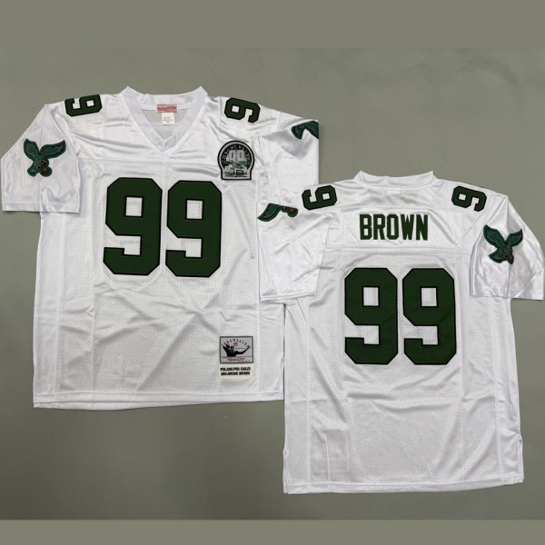 BROWN #99 Men's Philadelphia Eagles Retro NFL Jersey 老鹰