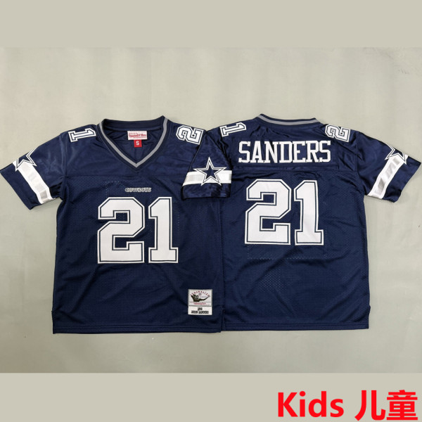 SANDERS #21 Dallas Cowboys Retro Kids NFL Jersey 牛仔