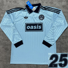 2025/26 AD x oasis #25 Light Blue Retro Style Fans Long Seelve Soccer Jersey (Have No.25 带号码）