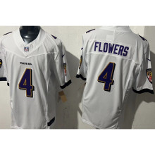 FLOWERS #4 Men's Baltimore Ravens NFL Jersey 乌鸦  (3代）
