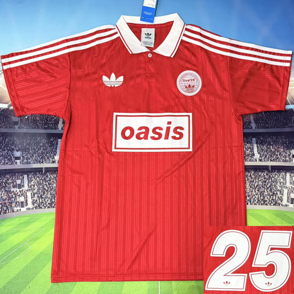 2026 AD x oasis #25 Red Retro Style Fans Soccer Jersey (Have No.25 带号码）