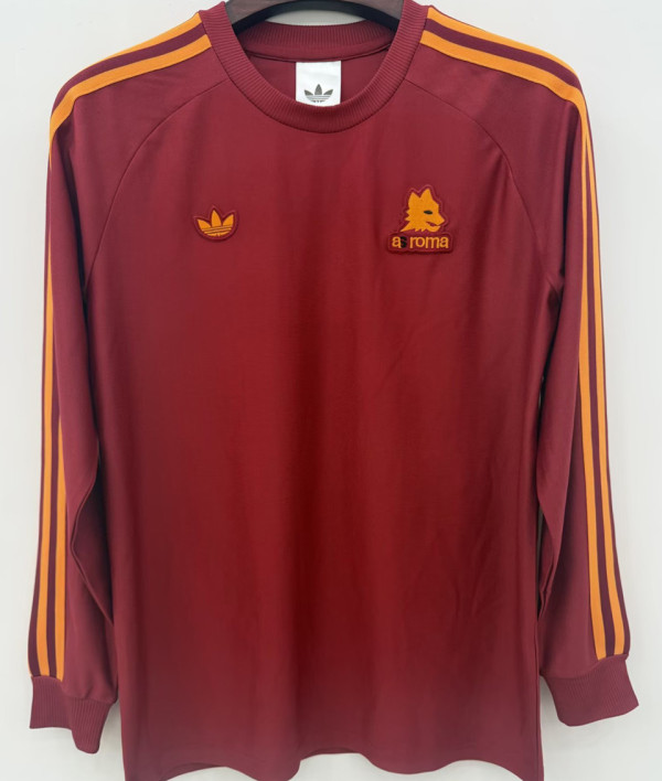 2026/27 Roma Red Retro Style Fans Long Sleeve Soccer Jersey