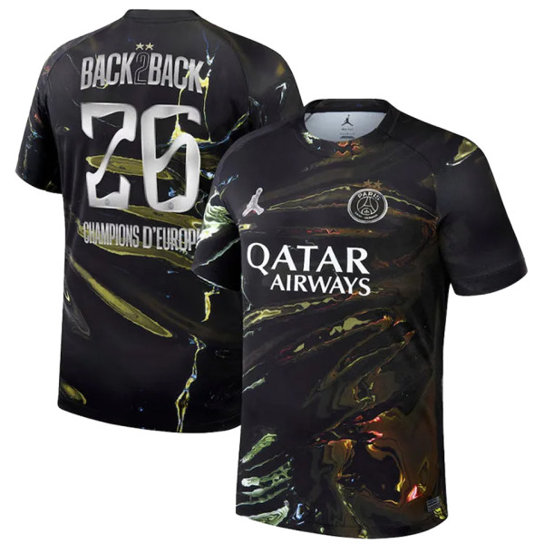 BACK2BACK #26 CHAMPIONS D'EUROPE 2026 PSG Dark Night Edition Black Fans Soccer Jersey  (2 Stars 2星）