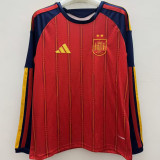 2026/27 Spain Home Red Fans Long Sleeve Soccer Jersey （2 Stars 2星）