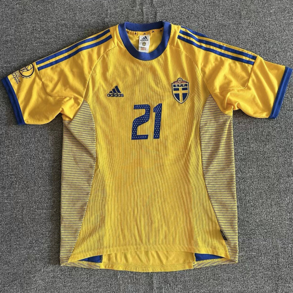 2002 Sweden Home Yellow Retro Soccer Jersey
