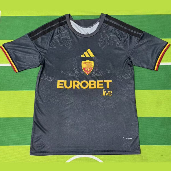 2026/27 Roma Third Black Fans Soccer Jersey 带胸前广告