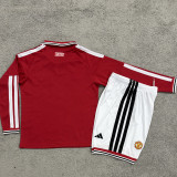 2026/27 M Utd Home Red Kids Long Sleeve Soccer Jersey 白裤