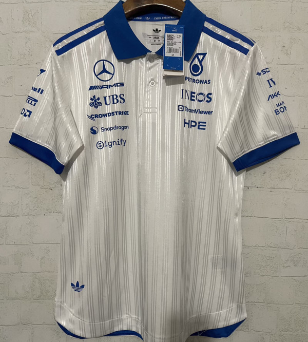 2026-27 Mercedes AMG Petronas F1 White Player Version POLO Team T-Shirt 有领  球员版