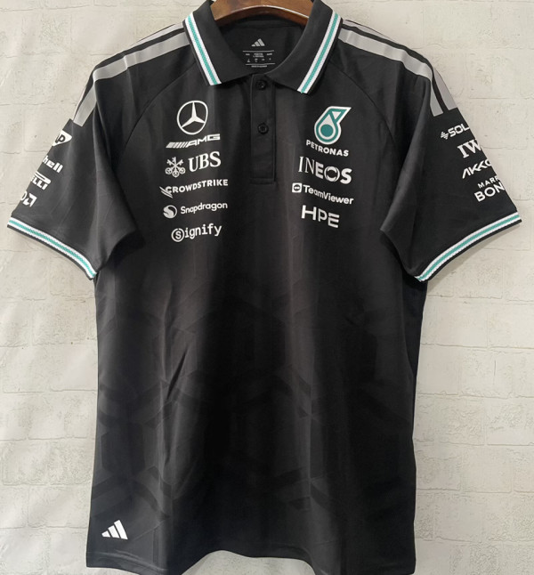 2026-27 Mercedes AMG Petronas F1 Black POLO Team T-Shirt 有领