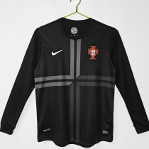 2013 Portugal Away Black Retro Fans Long Sleeve Jersey