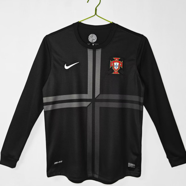 2013 Portugal Away Black Retro Fans Long Sleeve Jersey