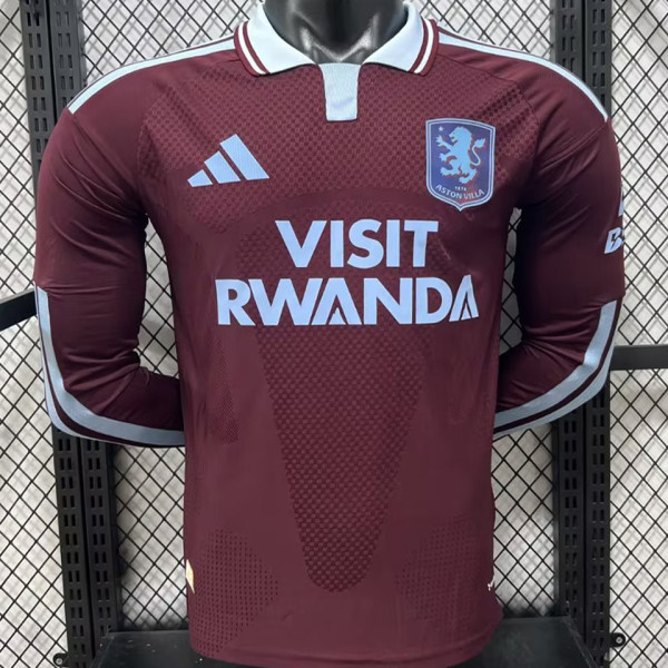 2026-27 Aston Villa Home Player Version Long Sleeve Soccer Jersey 带胸前广告