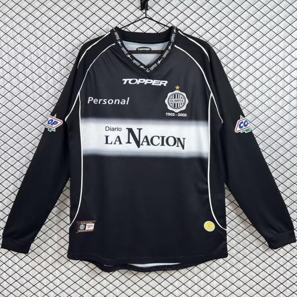 2002 Club Olimpia Away Black Retro Long Sleeve Soccer Jersey